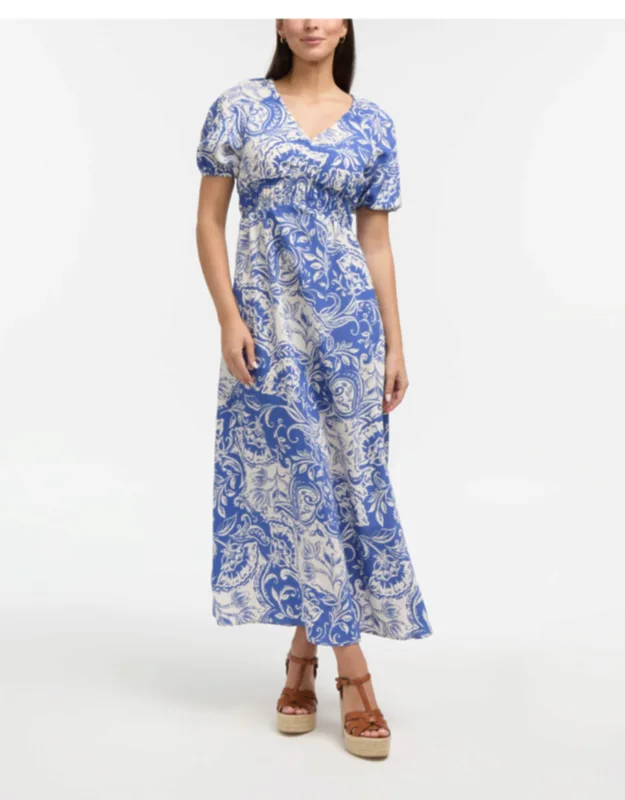 V-neck Dress With Smocking Detail