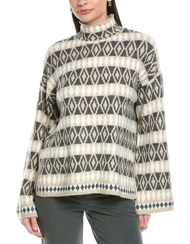 Diamond Pattern Turtleneck Sweater