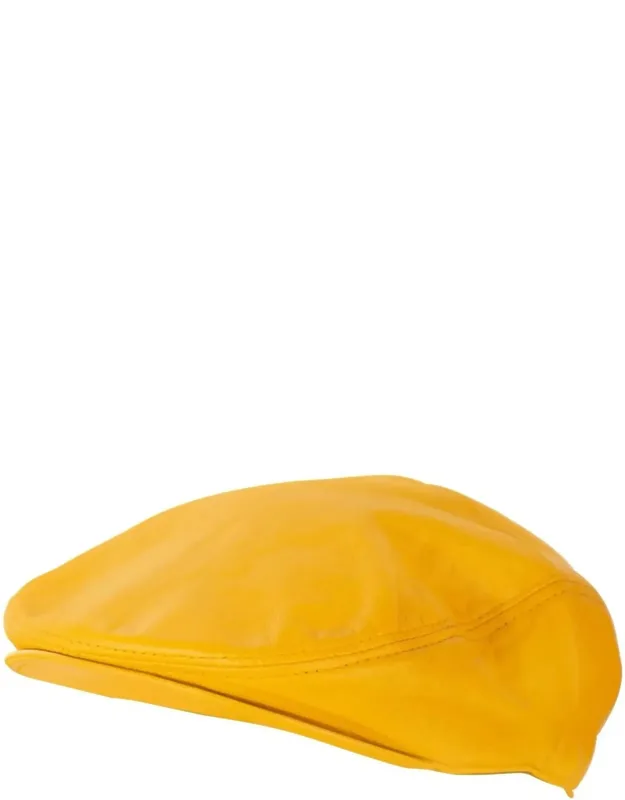 Leather Flat Cap Ivy Newsboy Peaked Golf Cabbie Hat