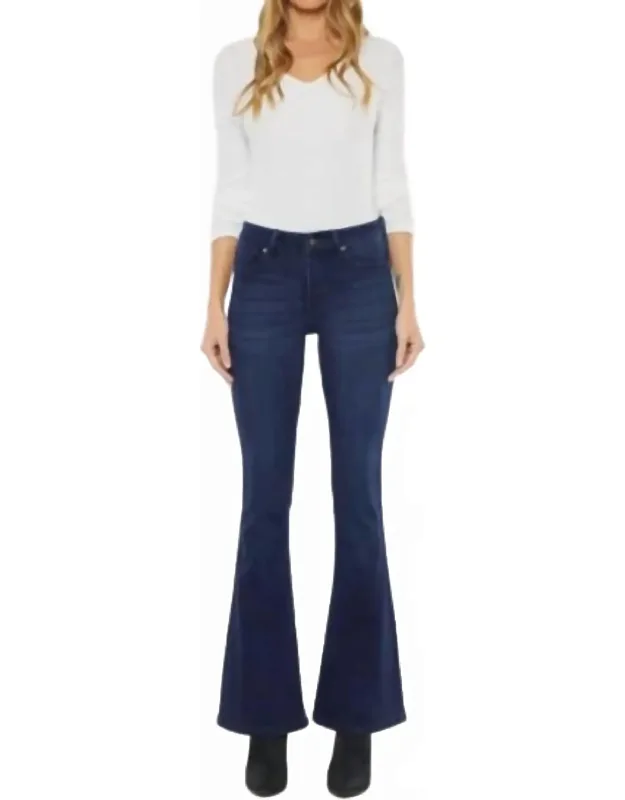 Mid Rise Flare Jeans - Relaxed Fit With Super Stretch