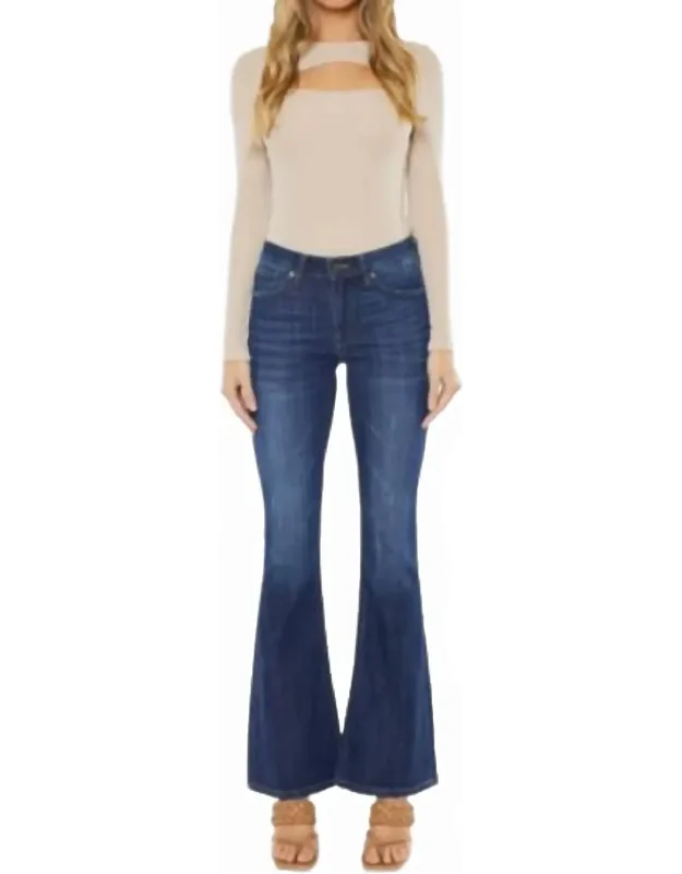 Ashley Mid Rise Flare Jeans With Relaxed Fit And Flared Leg