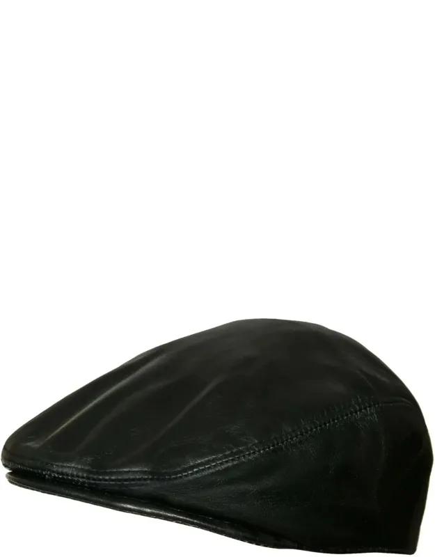 Leather Flat Cap Ivy Newsboy Peaked Golf Cabbie Hat