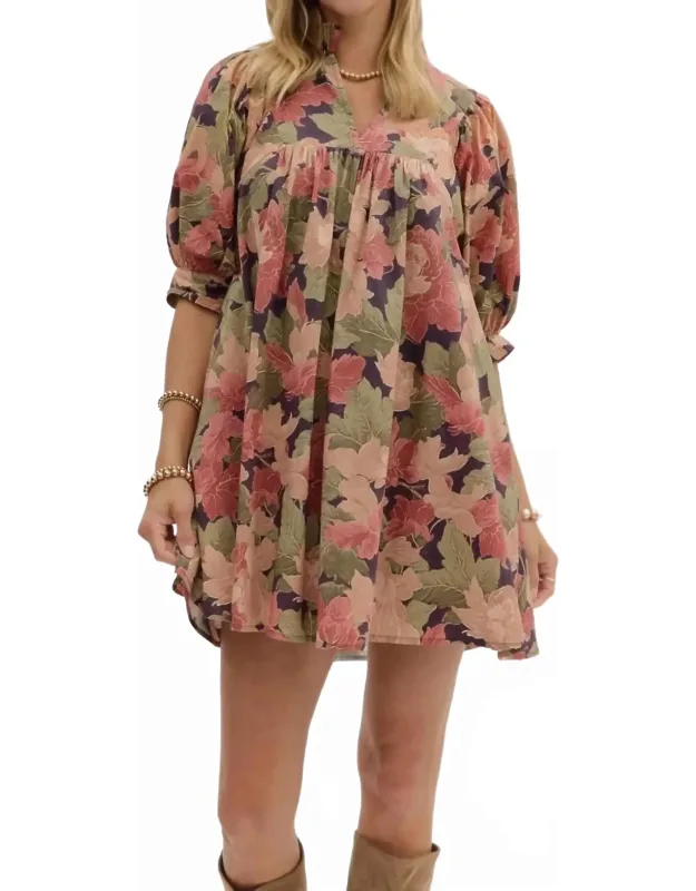 Autumn Bloom Mini Dress