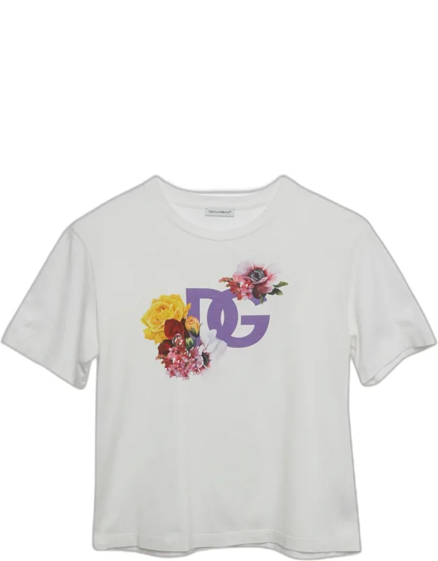 Floral Logo Cotton Knit T-shirt