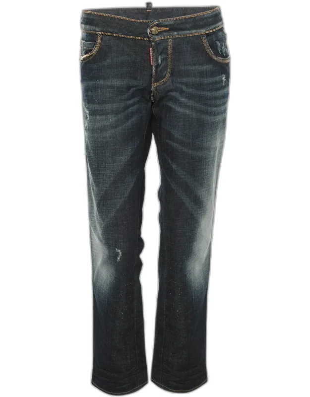 Washed Denim Chain Link Jeans