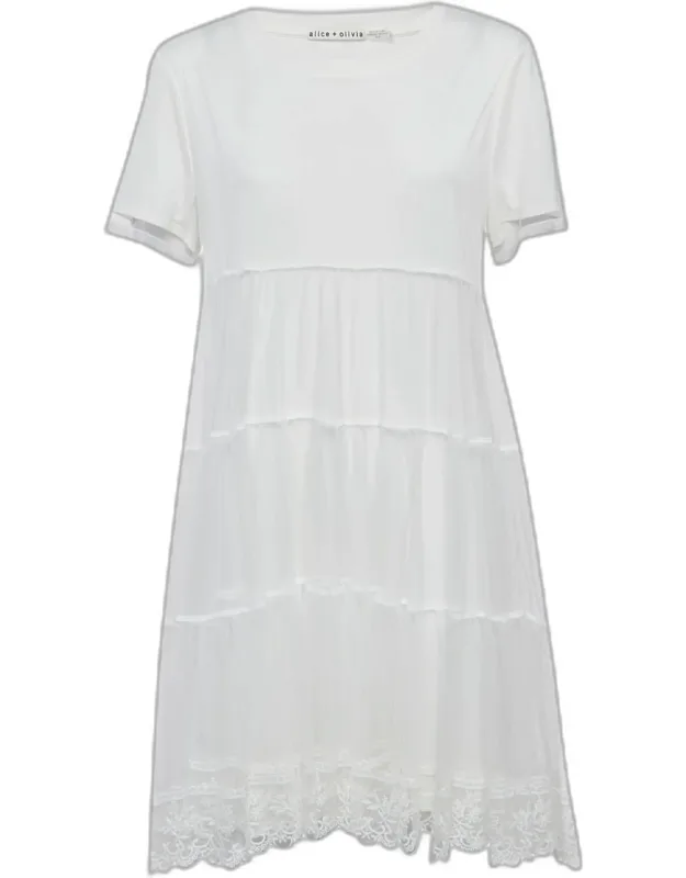 Jersey & Lace Flared Mini Dress