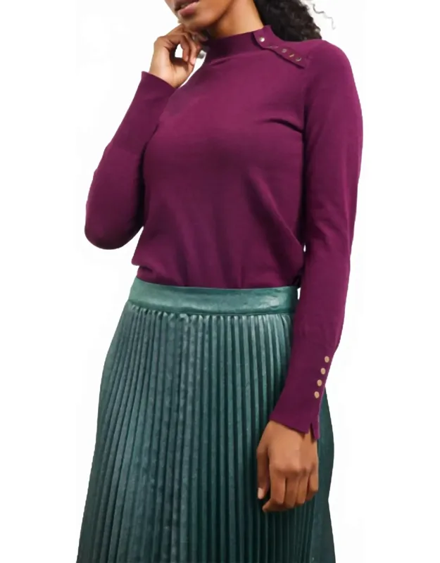 Mock Neck Button Top