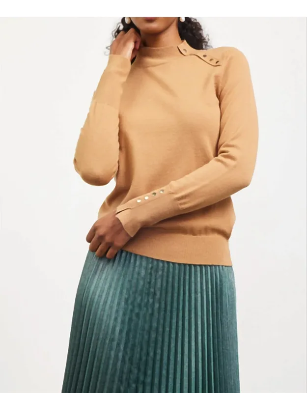 Mock Neck Button Top