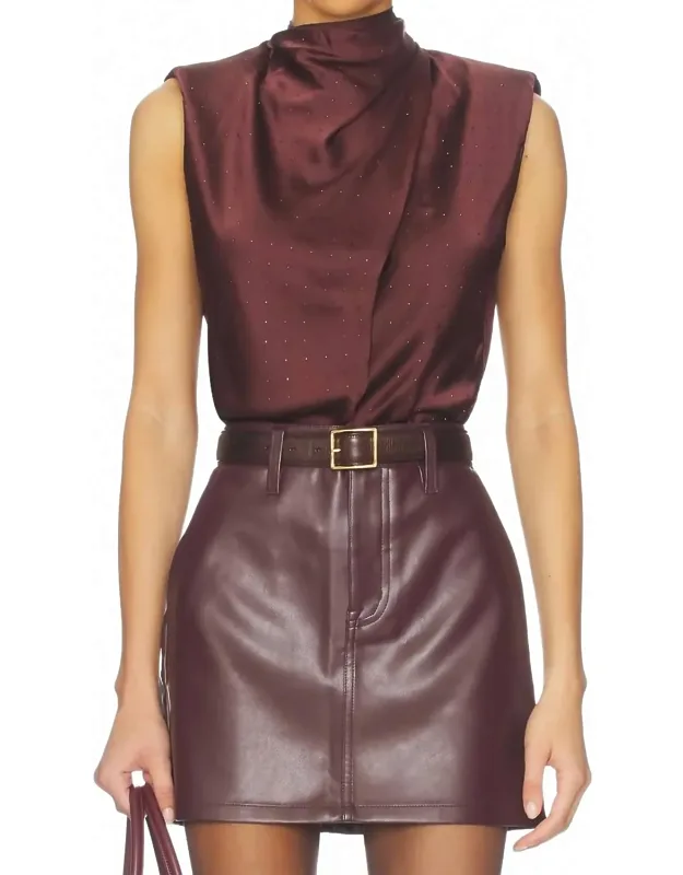 Satin Rhinestone Embellished Top