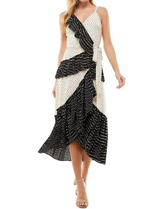 Ruffle Wrap Midi Dress