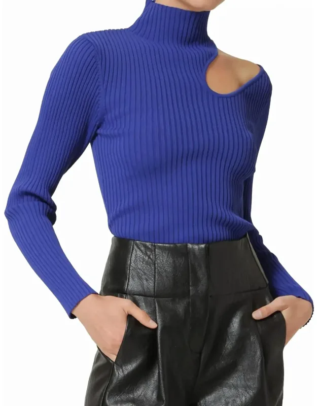 Mock Neck Long Sleeve Ribbed Sweater