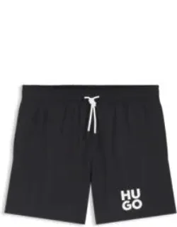 Quick-dry Swim Shorts With Printed Stacked Logo
