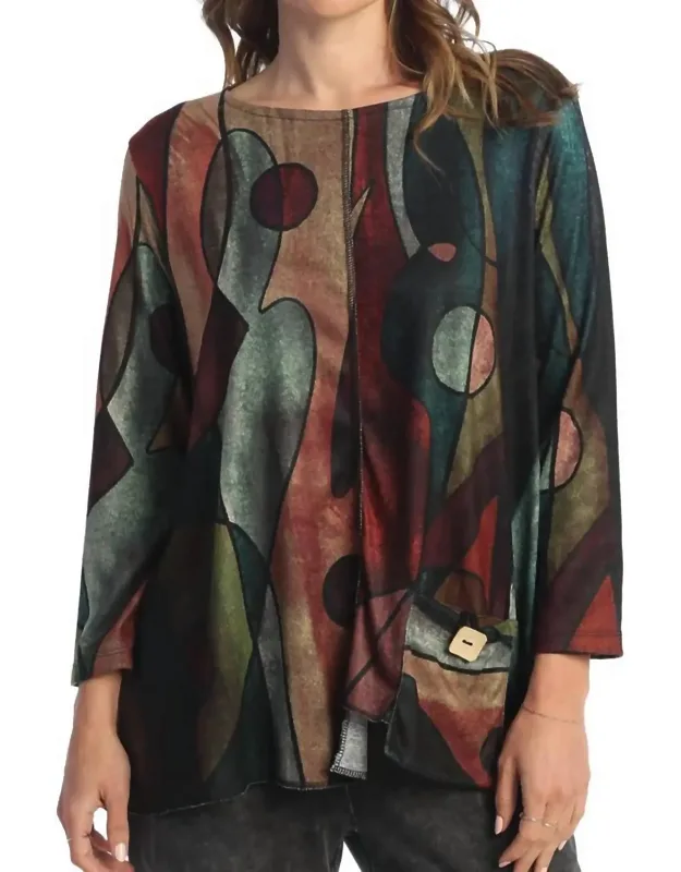 Tom French Brushed Knit Top - Plus In Soft Stretchy Fit, Unique Uneven Hemline