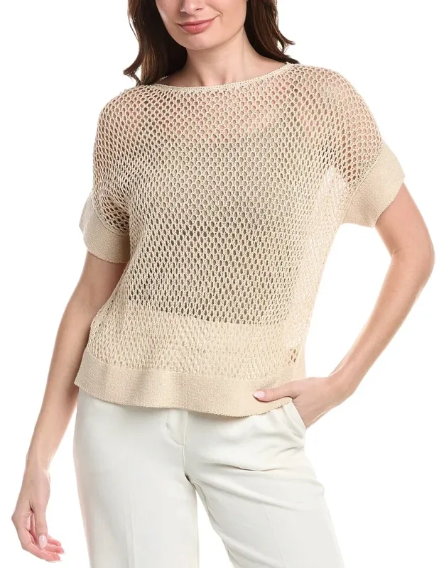 Mesh Stitch Bateau Neck Sweater