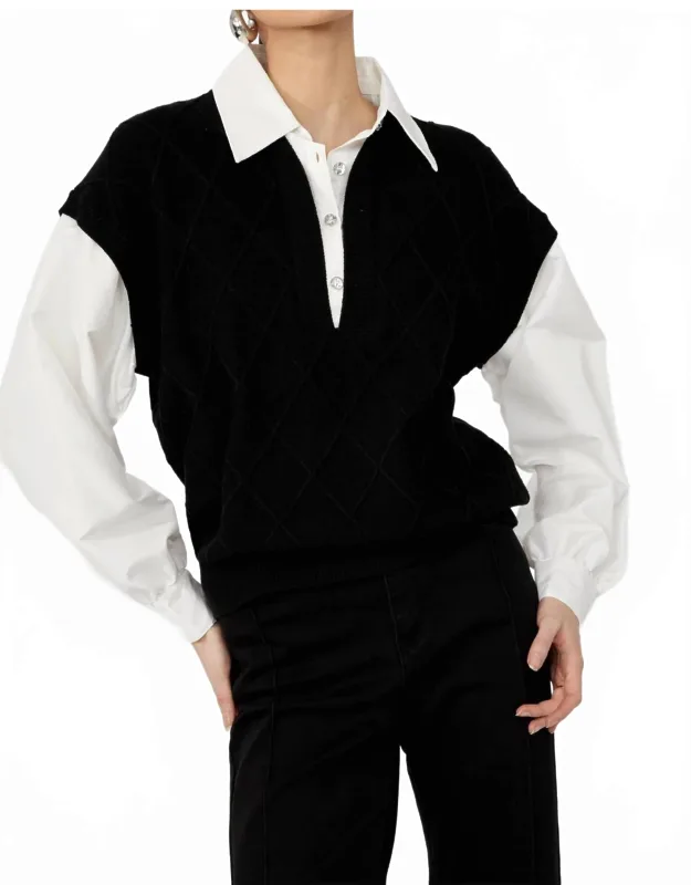 V-neck Diamond Puff Sleeve Top