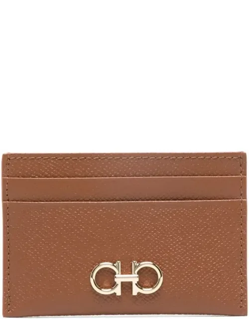 Hammered Leather Gancini Cardholder