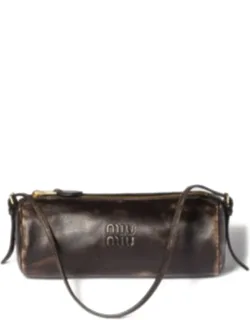 Aged Effect Nappa Leather Pouch Bag