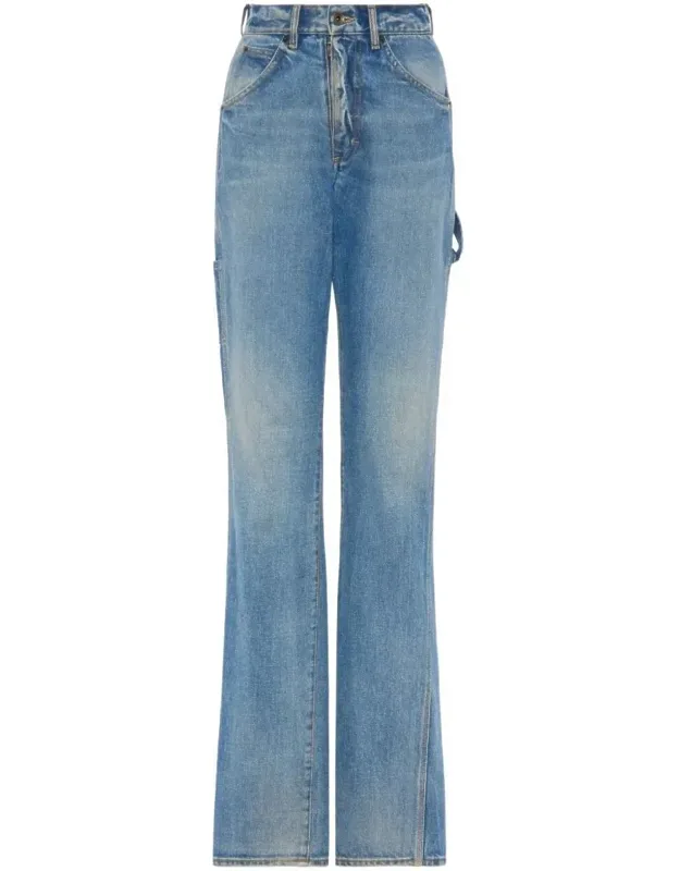 Fading-effect Denim Straight-leg Jeans