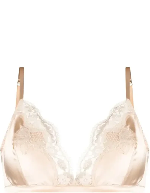 Soft-cup Satin Bra With Lace Detailing