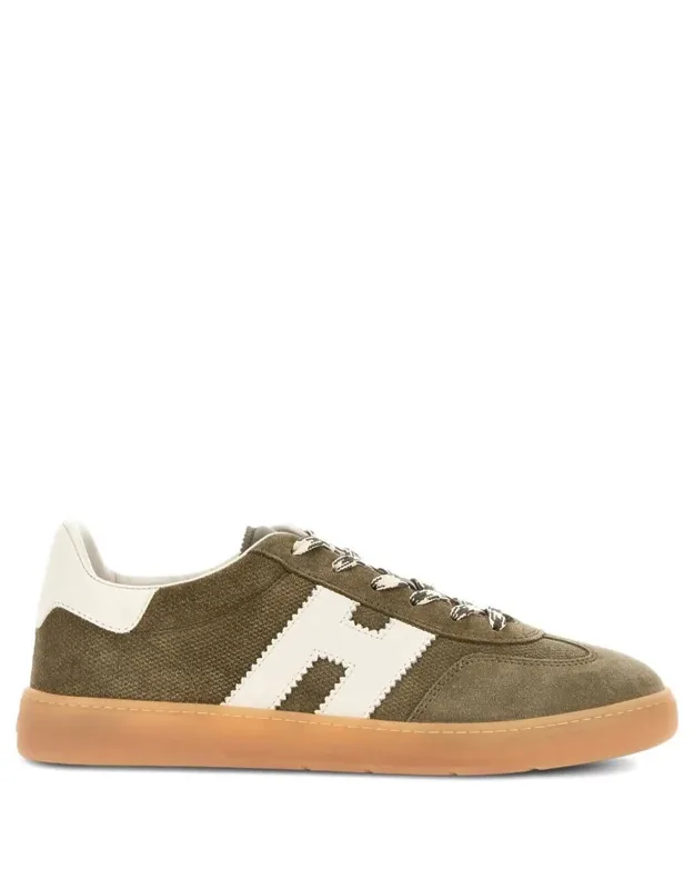 Cool Suede Sneakers With Nappa Leather Perforated H Detail