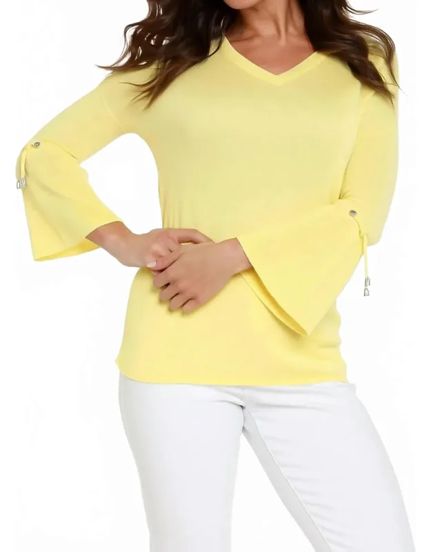 V-neck Bell Sleeve Tunic Top