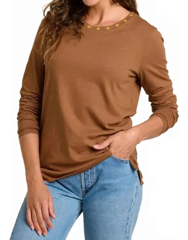 Primo Long Sleeve Embroidered Crewneck Top