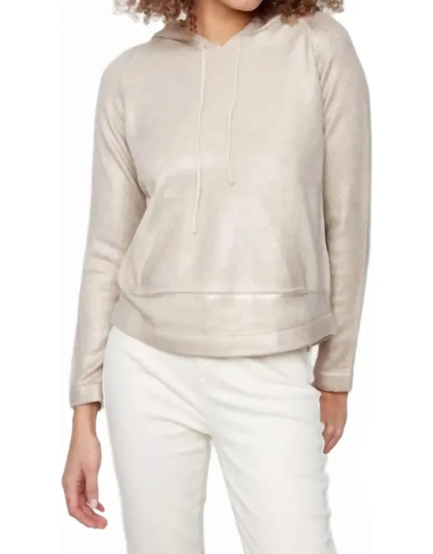 Metallic Knit Hoodie Sweater