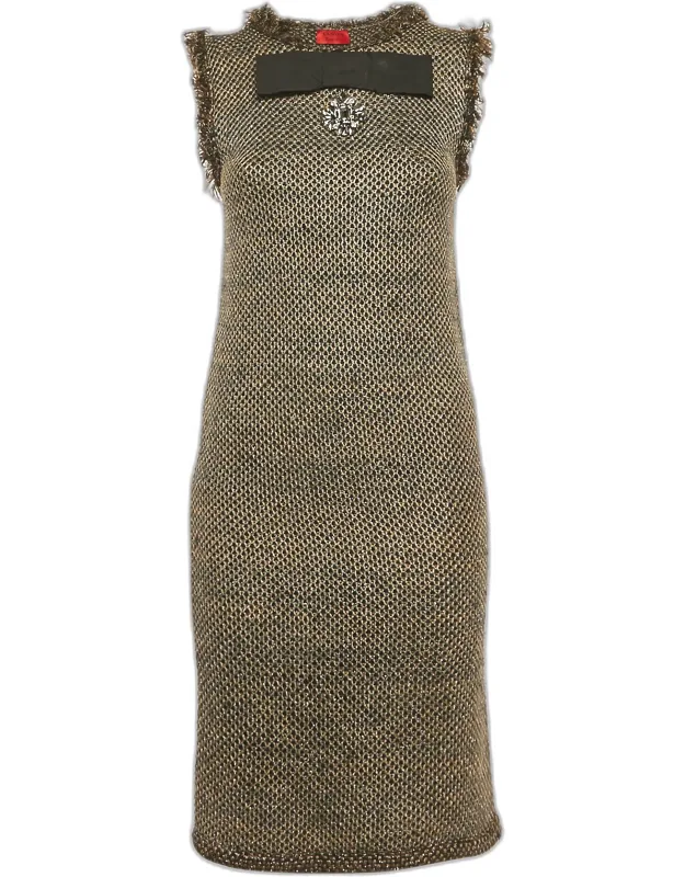 Lurex Knit Bow Detail Mini Dress