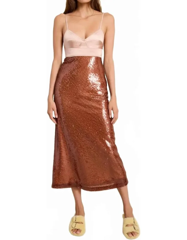 Cutout Sequin Satin Crepe Midi Dress