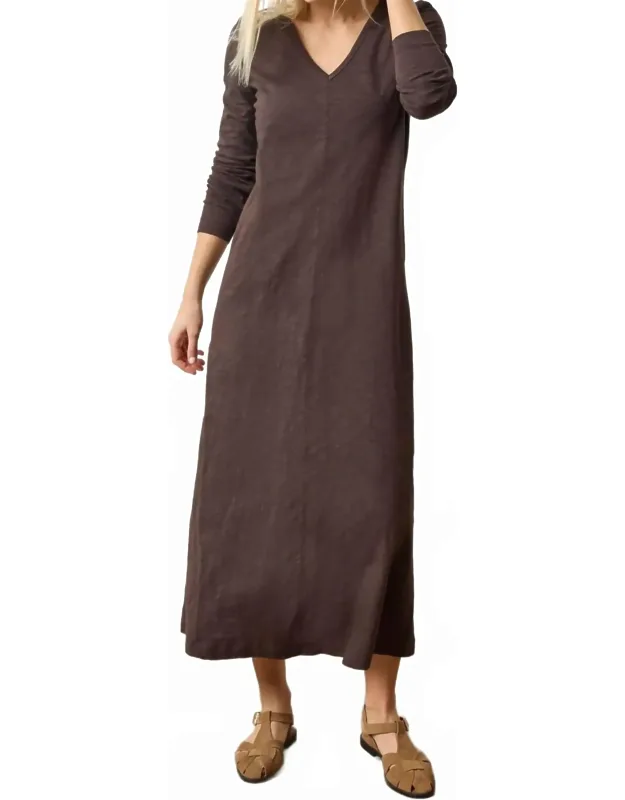 Loose Knit Slub V-neck Maxi Dress
