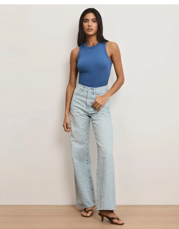 Embroidered Wide-leg Jeans