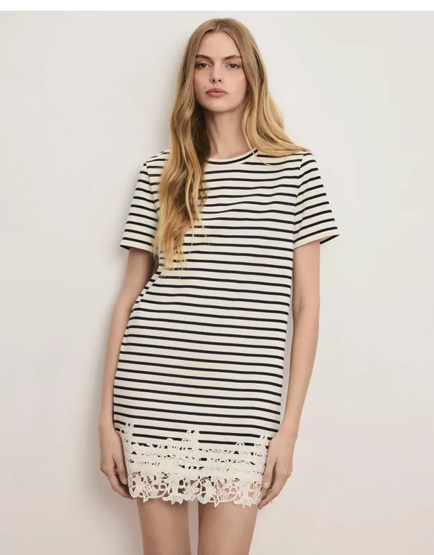 Striped Lace Mini Dress