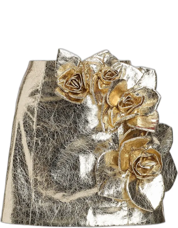 Metallic Faux Leather Mini Skirt
