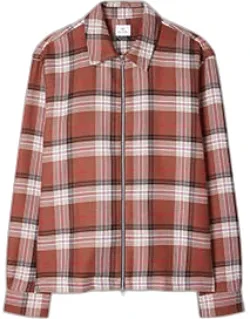 Double-face Cotton Check Zip-front Shirt