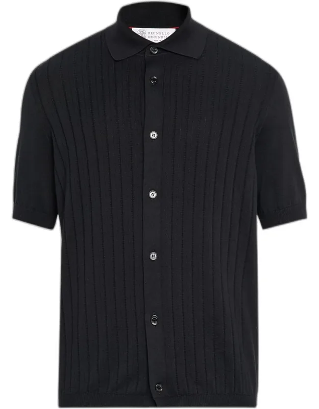 Cotton Rib Short-sleeve Shirt