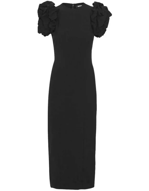 Midi Dress With Puff Sleeves