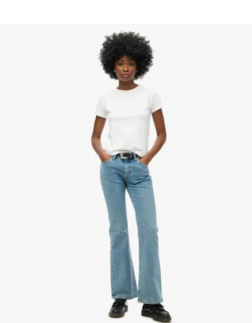 Cotton Mid Rise Slim Flare Jeans