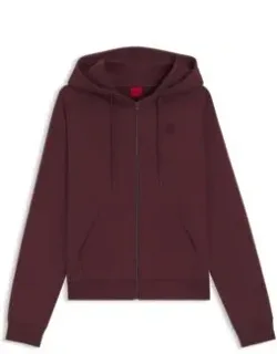 Cotton-terry Zip-up Hoodie With Stacked-logo Embroidery