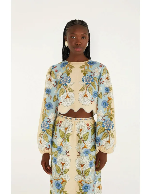 Garden Scarf Premium Linen Blouse