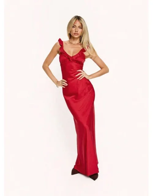 Frill V Neck Maxi Dress
