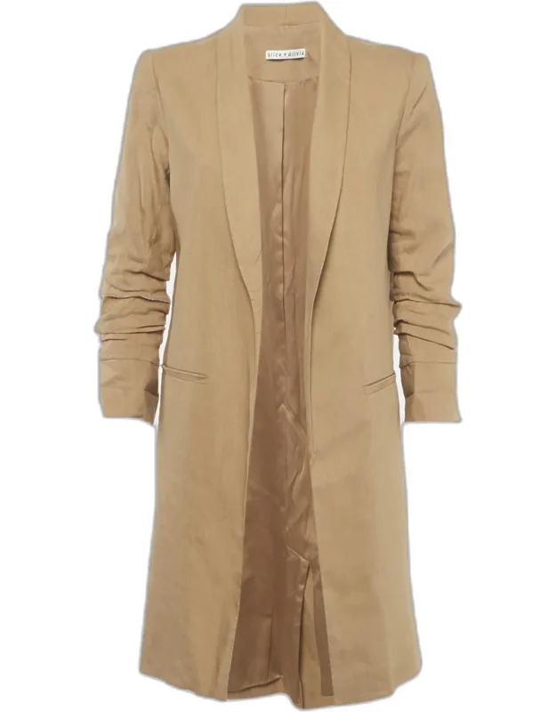 Linen Blend Open Front Coat