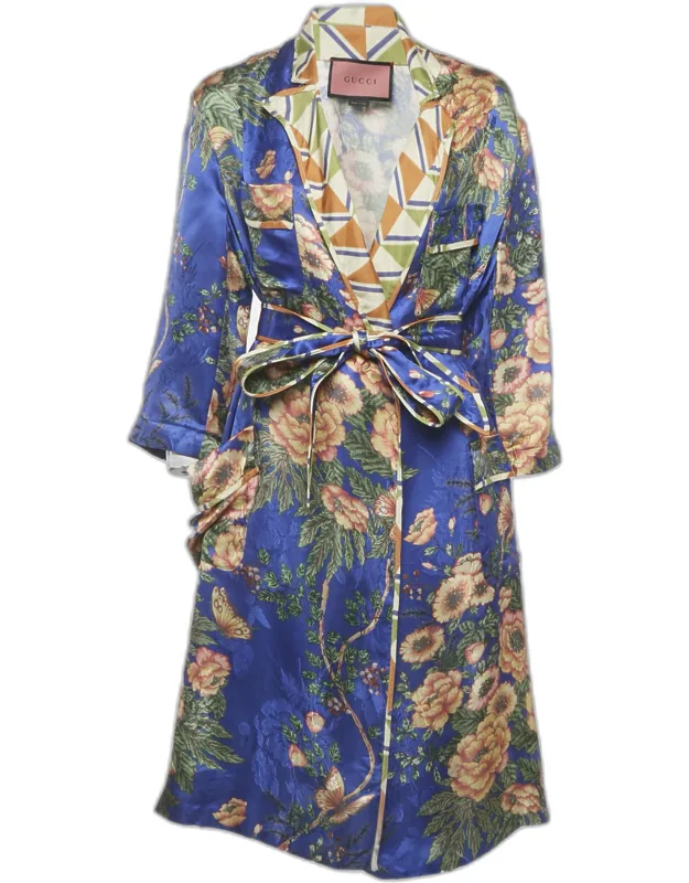 Floral Print Silk Robe