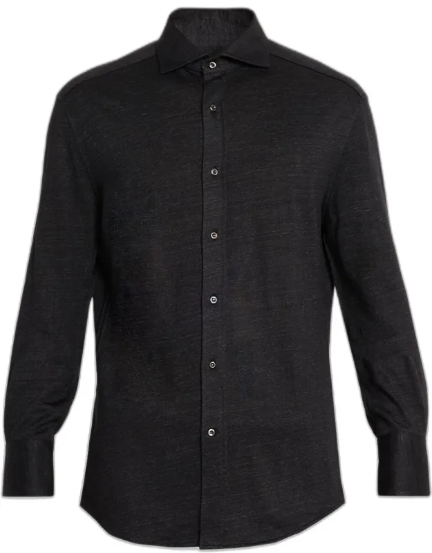 Linen And Cotton Heathered Sport Shirt