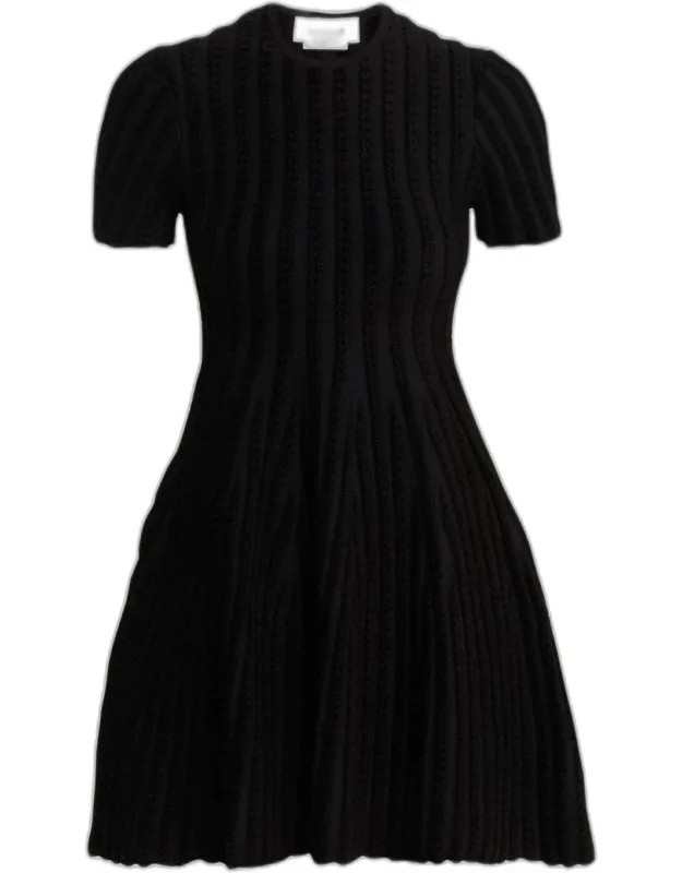 Chenille-striped Viscose Mini Dress