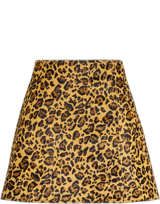 Leopard-print Calf Hair Skirt