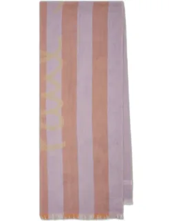 Lilac Stripe Cotton Logo Scarf