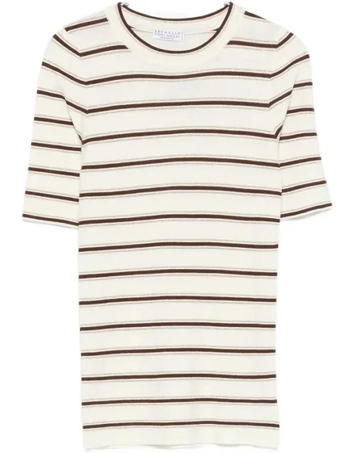 Striped-pattern T-shirt