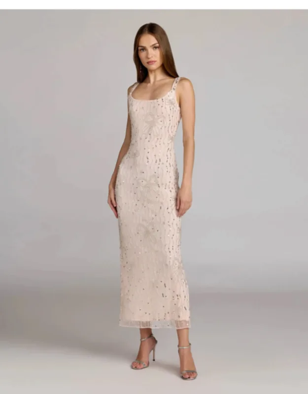 Scoop Neck Embellished Dress With Bow Detail