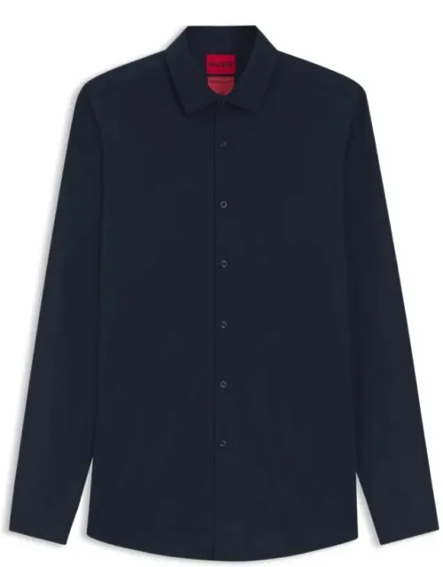 Slim-fit Shirt In Stretch Twill, Soft Fabric, Total Comfort