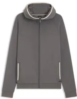 Contrast-binding Zip-up Hoodie In A Cotton Blend